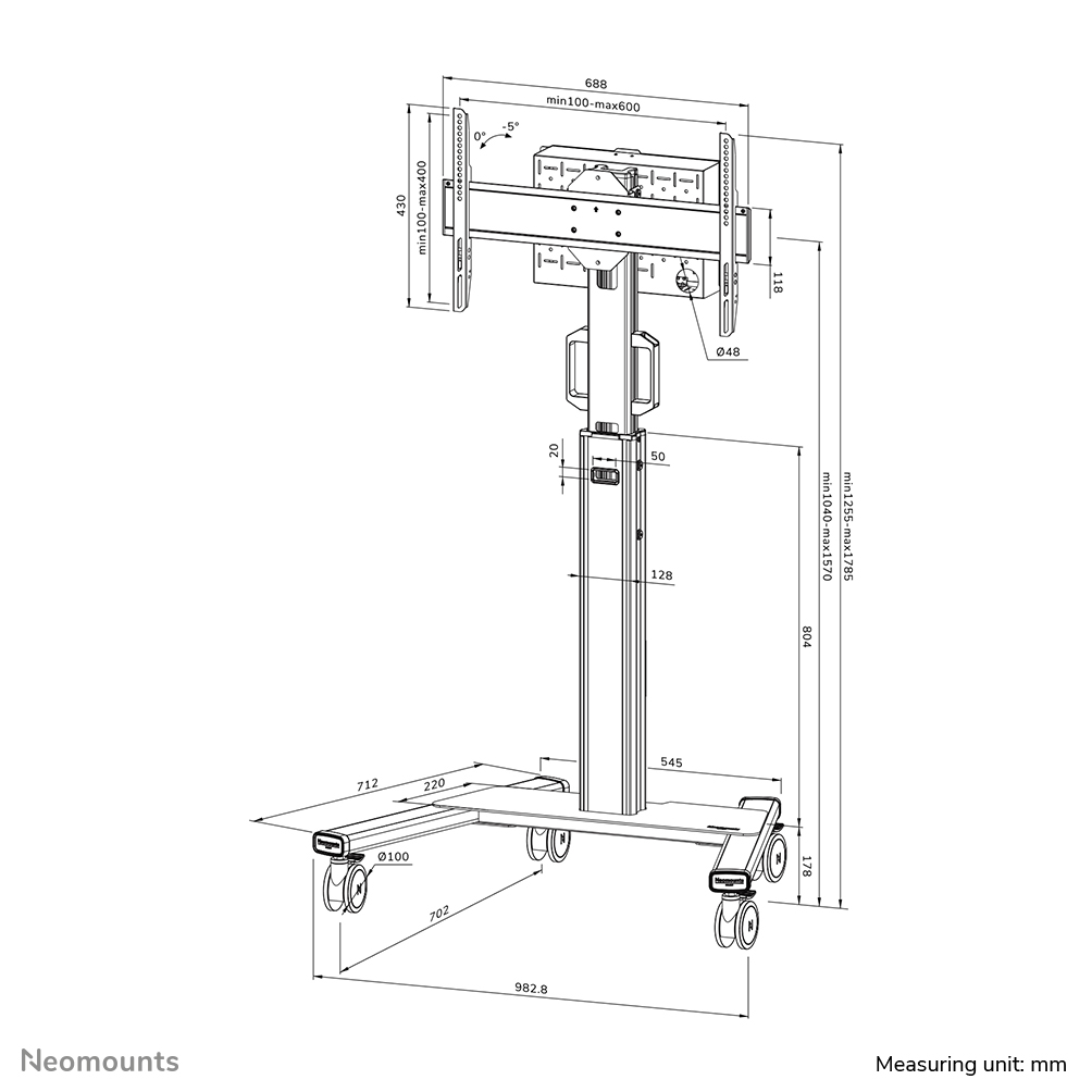Neomounts FL50S-825WH1 TV trolley 37-75" - TÜV
